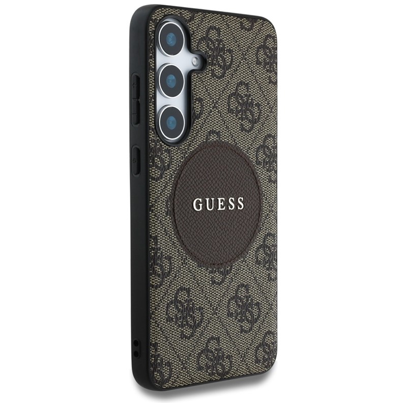 Guess 4G Round Patch Classic Logo MagSafe - Etui do Samsung Galaxy S25 (brązowy)