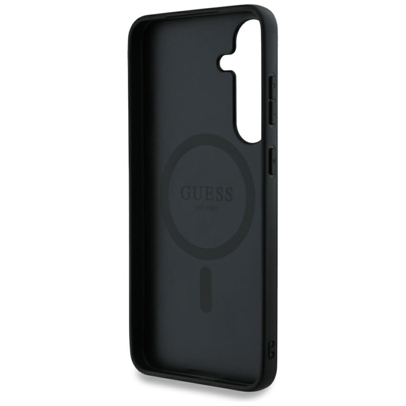 Guess 4G Round Patch Classic Logo MagSafe - Etui do Samsung Galaxy S25 (brązowy)