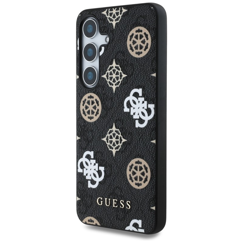 Guess 4G Printed Colored Peony Pattern MagSafe - Etui do Samsung Galaxy S25 (czarny)