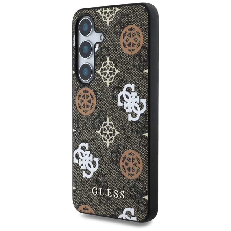 Guess 4G Printed Colored Peony Pattern MagSafe - Etui do Samsung Galaxy S25 (brązowy)