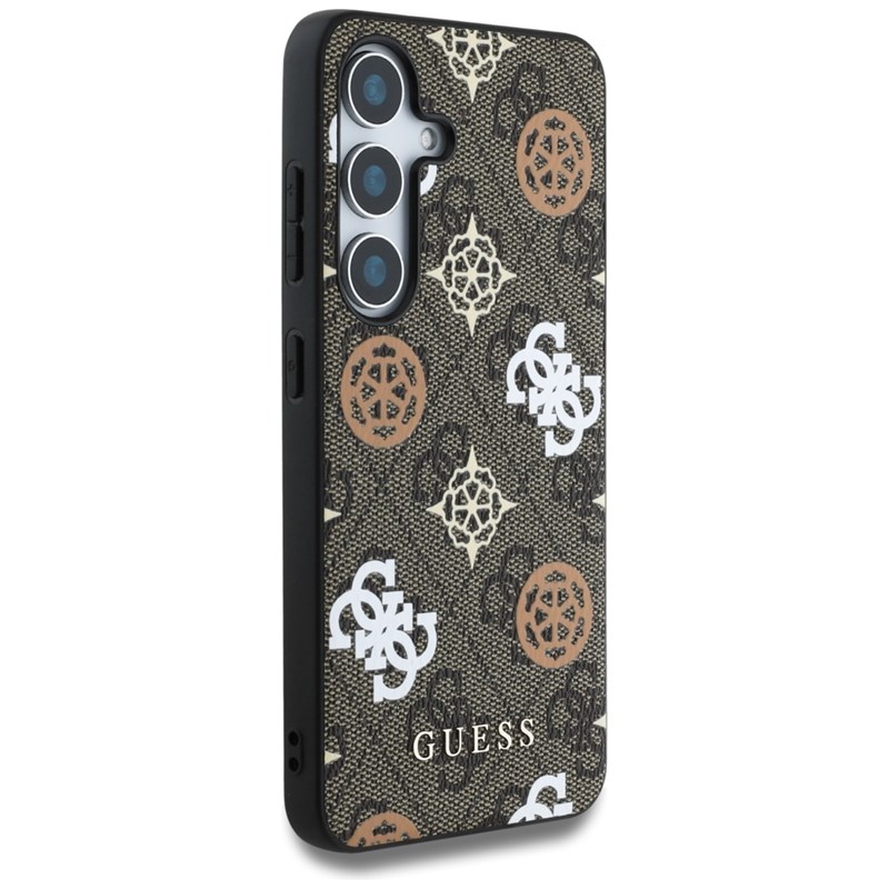 Guess 4G Printed Colored Peony Pattern MagSafe - Etui do Samsung Galaxy S25 (brązowy)