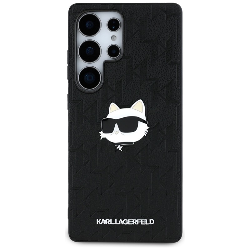 Karl Lagerfeld Leather Monogram Pin Logo Choupette Head - Etui Samsung Galaxy S25 Ultra (czarny)