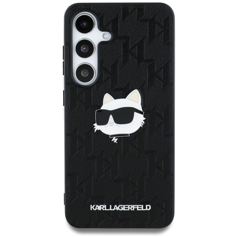 Karl Lagerfeld Leather Monogram Pin Logo Choupette Head - Etui Samsung Galaxy S25 (czarny)