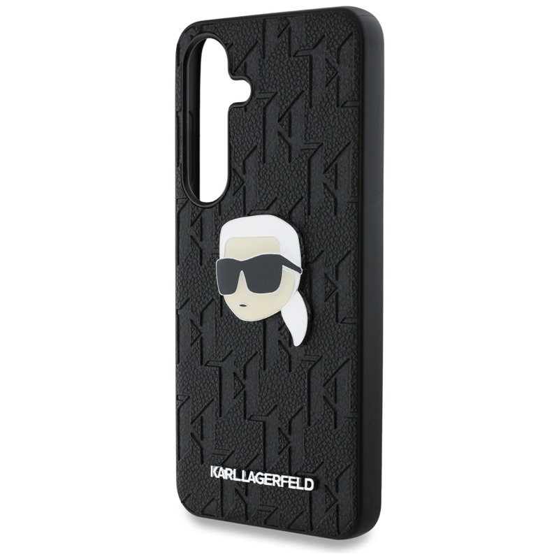 Karl Lagerfeld Leather Monogram Pin Logo Karl Head - Etui Samsung Galaxy S25 (czarny)