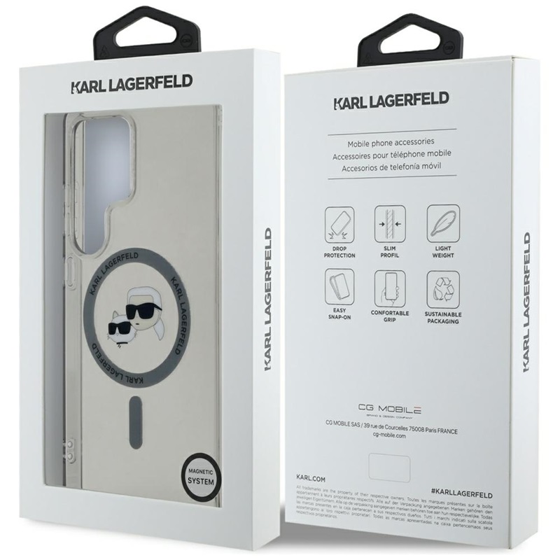 Karl Lagerfeld Button Karl & Choupette Heads Printed Logo MagSafe - Etui Samsung Galaxy S25 Ultra (czarny)