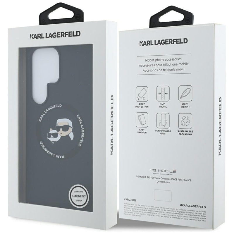 Karl Lagerfeld Silicone Double Heads And Circle MagSafe - Etui Samsung Galaxy S25 Ultra (czarny)