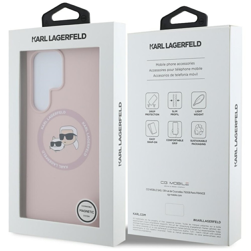 Karl Lagerfeld Silicone Double Heads And Circle MagSafe - Etui Samsung Galaxy S25 Ultra (różowy)