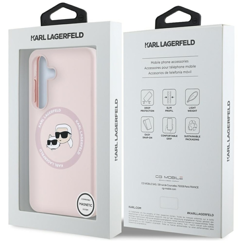 Karl Lagerfeld Silicone Double Heads And Circle MagSafe - Etui Samsung Galaxy S25+ (różowy)