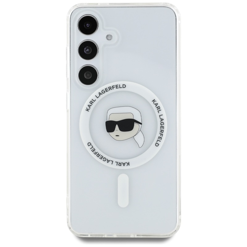 Karl Lagerfeld Button Karl Head Printed Logo MagSafe - Etui Samsung Galaxy S25 (biały)