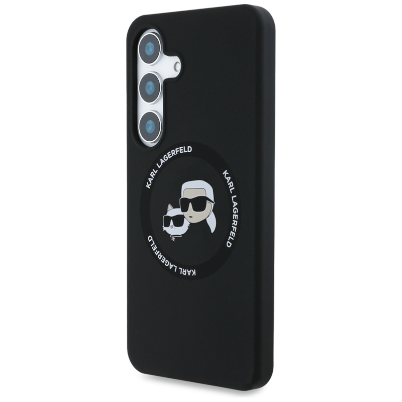 Karl Lagerfeld Silicone Double Heads And Circle MagSafe - Etui Samsung Galaxy S25 (czarny)