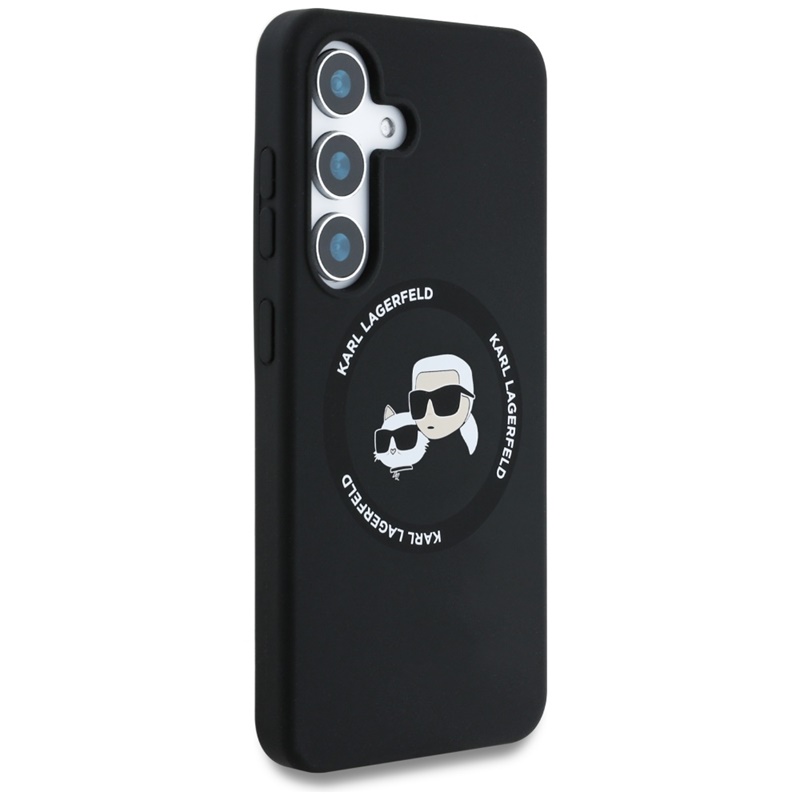 Karl Lagerfeld Silicone Double Heads And Circle MagSafe - Etui Samsung Galaxy S25 (czarny)