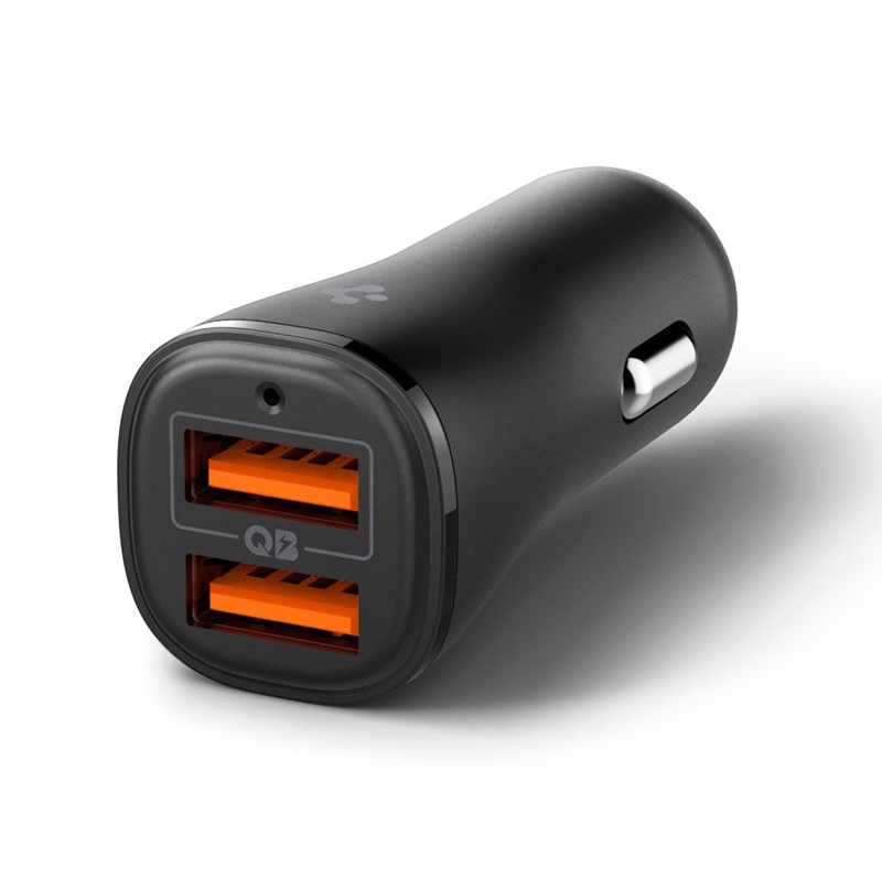 Spigen Essential EV302 - Ładowarka samochodowa 2x USB-A 30W (Czarny)