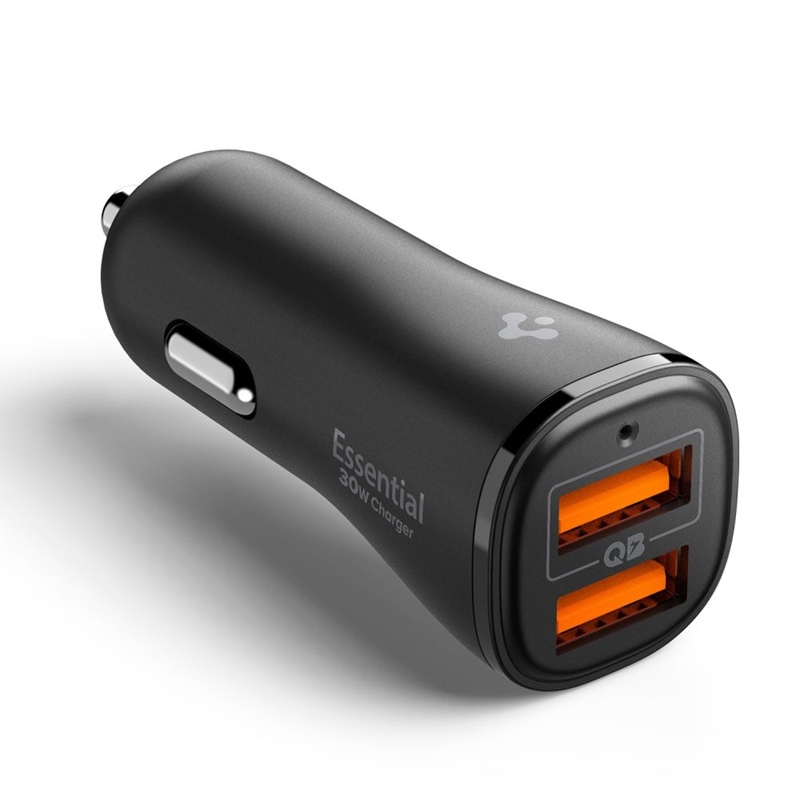 Spigen Essential EV302 - Ładowarka samochodowa 2x USB-A 30W (Czarny)