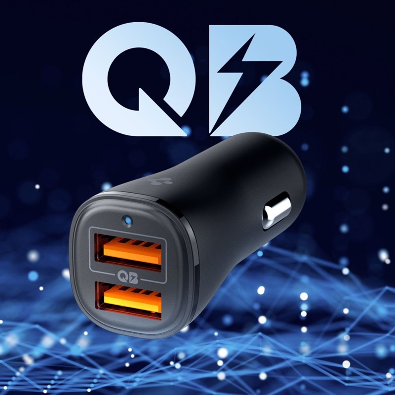 Spigen Essential EV302 - Ładowarka samochodowa 2x USB-A 30W (Czarny)
