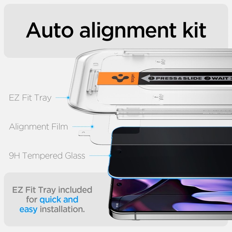 Spigen GLAS.TR EZ FIT Privacy 2-Pack - Szkło hartowane z filtrem prywatyzującym do Google Pixel 9 / 9 Pro 2 szt