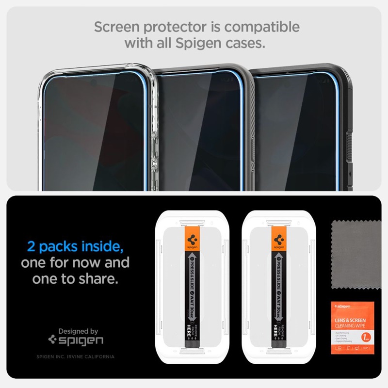 Spigen GLAS.TR EZ FIT Privacy 2-Pack - Szkło hartowane z filtrem prywatyzującym do Google Pixel 9 / 9 Pro 2 szt