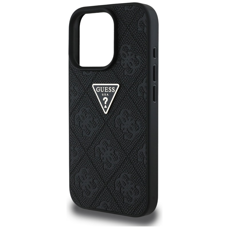 Guess Hot Stamp 4G Pattern Triangle Metal Logo - Etui do iPhone 16 Pro (czarny)