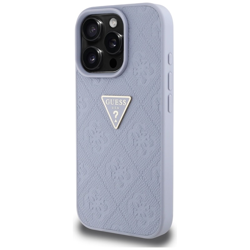 Guess Hot Stamp 4G Pattern Triangle Metal Logo - Etui do iPhone 16 Pro (fioletowy)