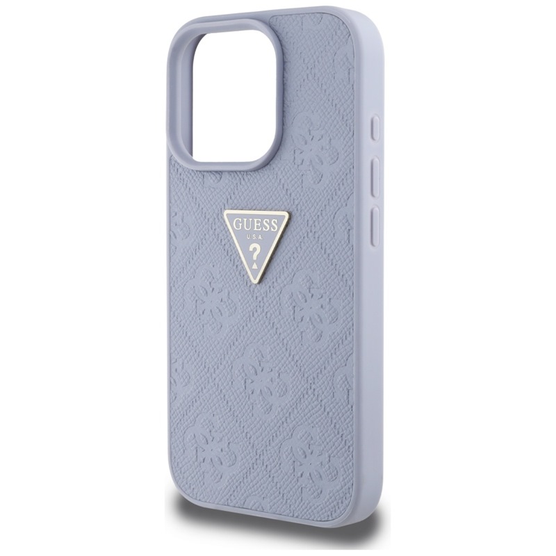 Guess Hot Stamp 4G Pattern Triangle Metal Logo - Etui do iPhone 16 Pro (fioletowy)