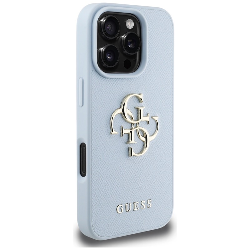 Guess Grained Big 4G Logo Small Classic Logo - Etui do iPhone 16 Pro (niebieski)