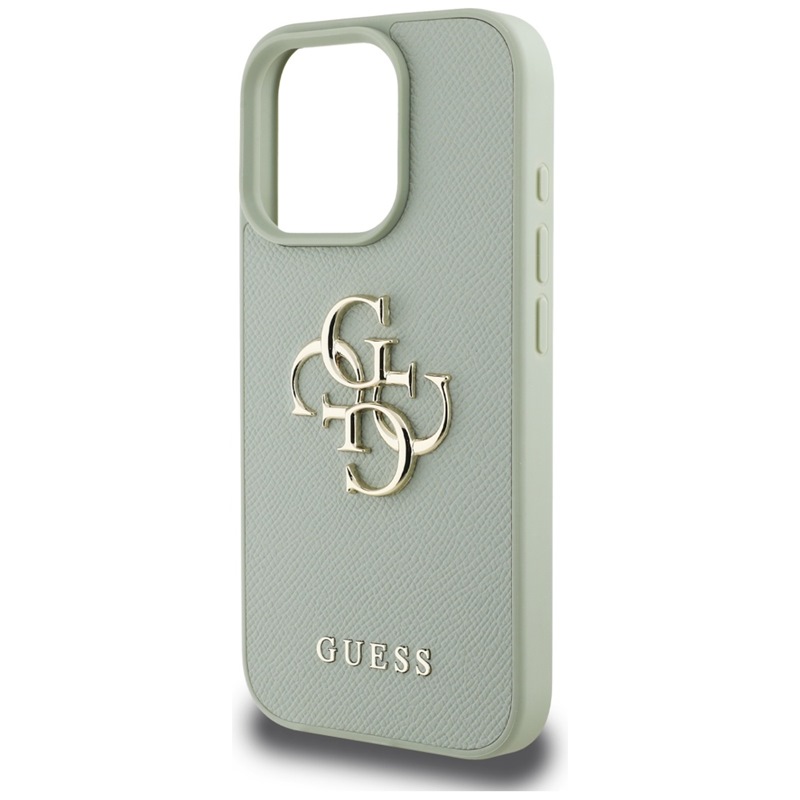 Guess Grained Big 4G Logo Small Classic Logo - Etui do iPhone 16 Pro (zielony)