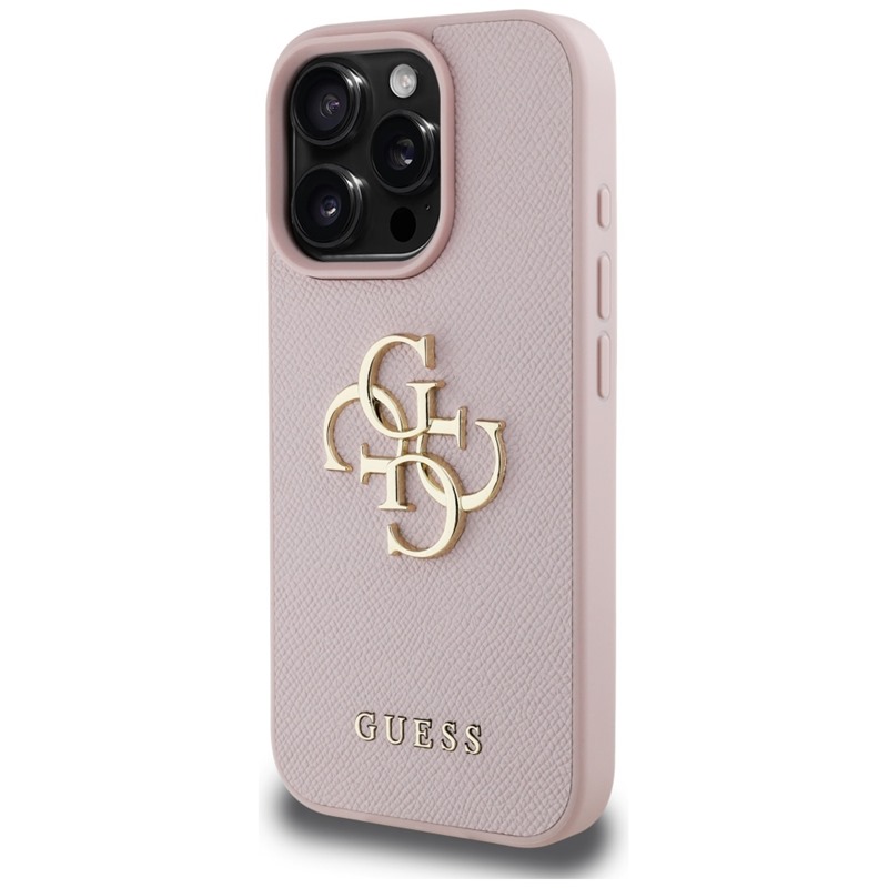 Guess Grained Big 4G Logo Small Classic Logo - Etui do iPhone 16 Pro (różowy)