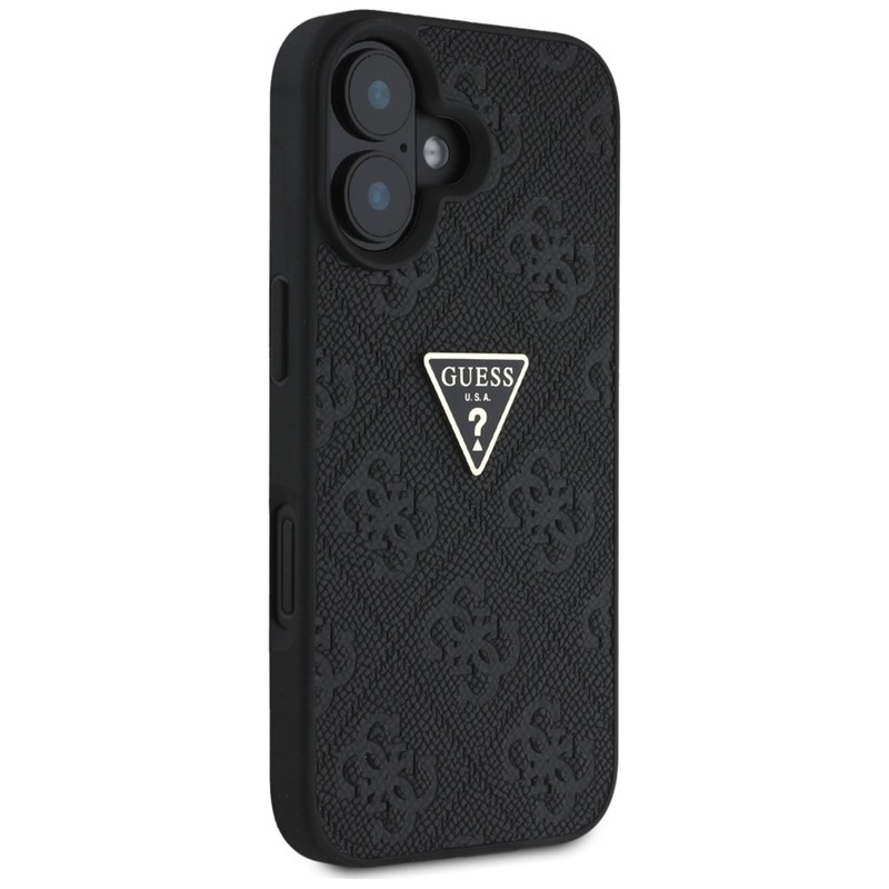 Guess Hot Stamp 4G Pattern Triangle Metal Logo - Etui do iPhone 16 (czarny)