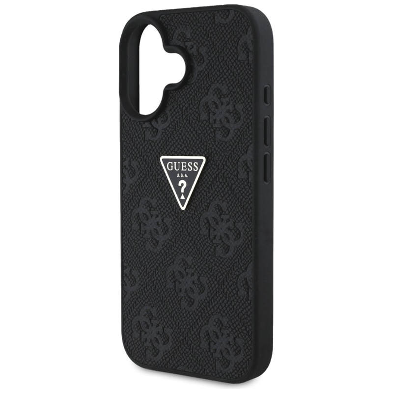 Guess Hot Stamp 4G Pattern Triangle Metal Logo - Etui do iPhone 16 (czarny)