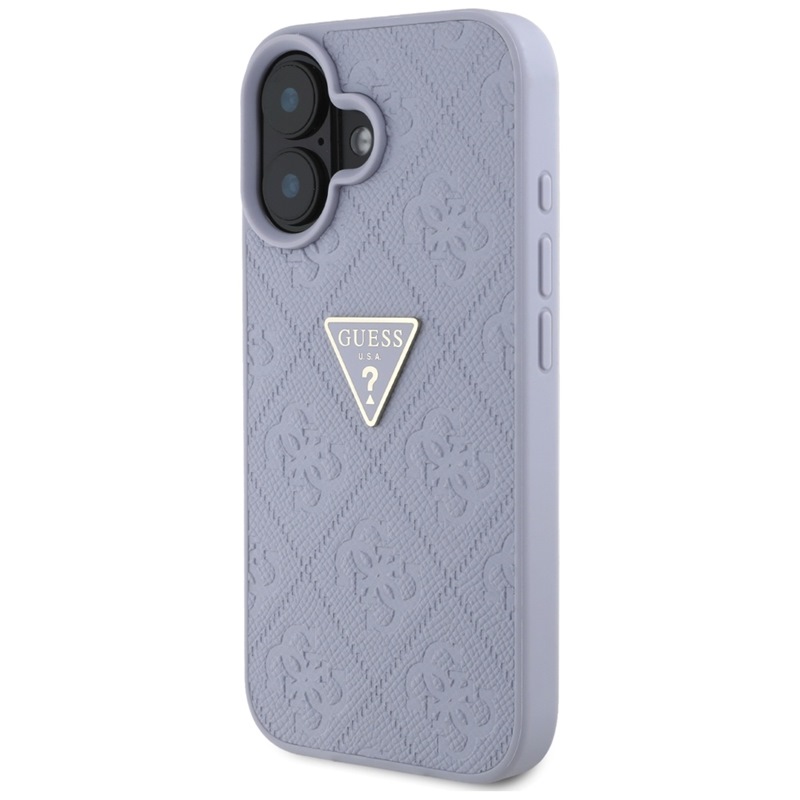 Guess Hot Stamp 4G Pattern Triangle Metal Logo - Etui do iPhone 16 (fioletowy)