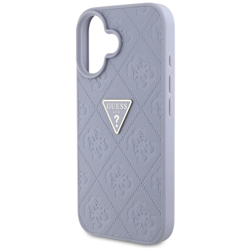 Guess Hot Stamp 4G Pattern Triangle Metal Logo - Etui do iPhone 16 (fioletowy)