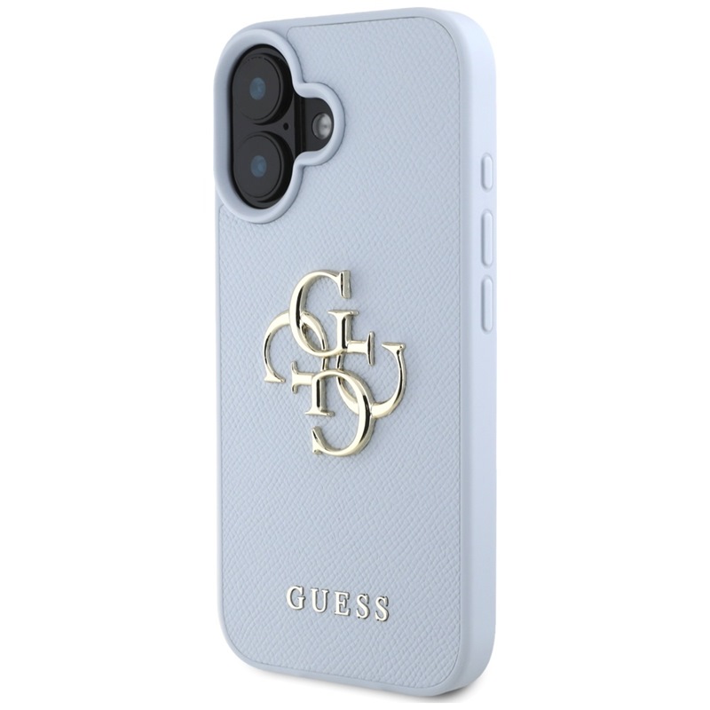 Guess Grained Big 4G Logo Small Classic Logo - Etui do iPhone 16 (niebieski)