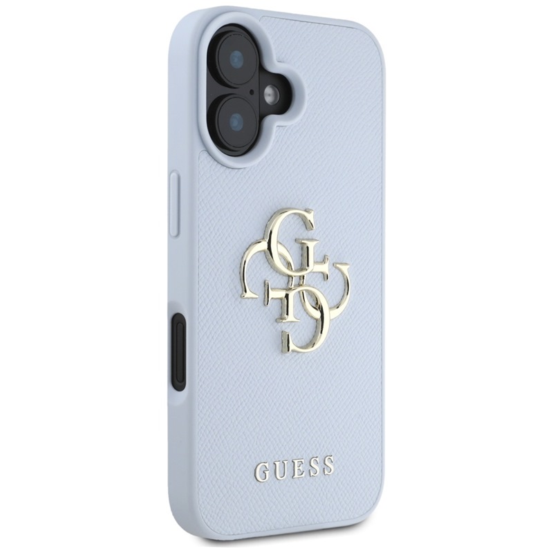 Guess Grained Big 4G Logo Small Classic Logo - Etui do iPhone 16 (niebieski)