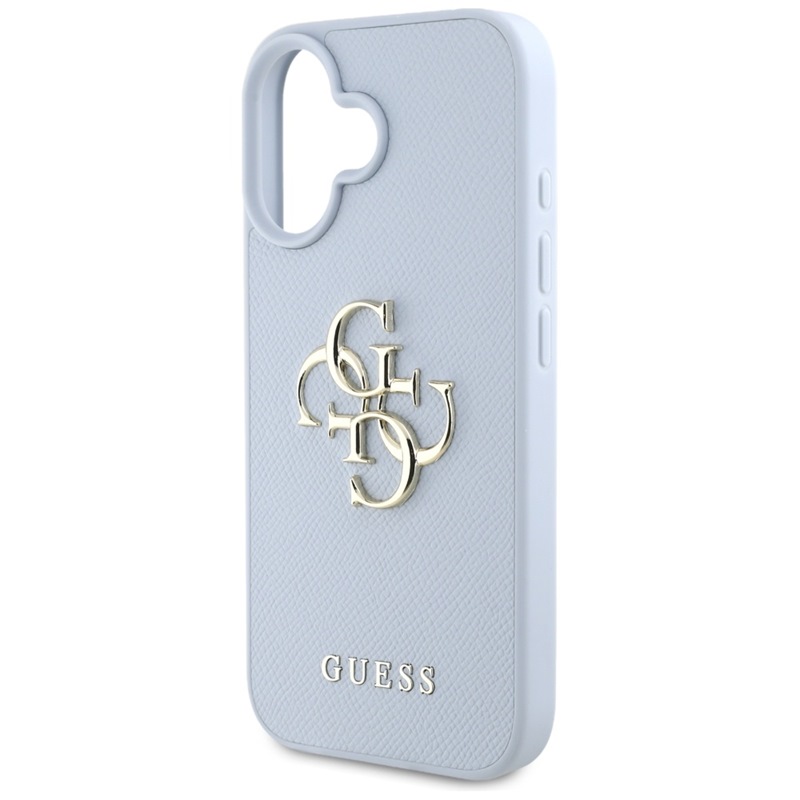 Guess Grained Big 4G Logo Small Classic Logo - Etui do iPhone 16 (niebieski)