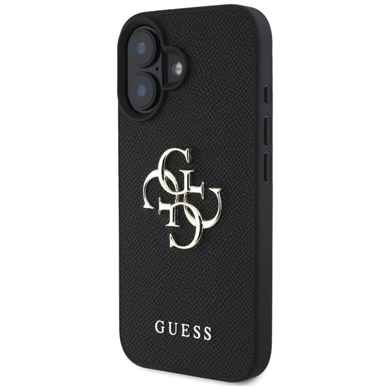 Guess Grained Big 4G Logo Small Classic Logo - Etui do iPhone 16 (czarny)