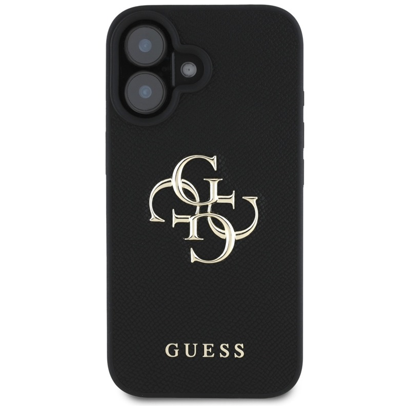 Guess Grained Big 4G Logo Small Classic Logo - Etui do iPhone 16 (czarny)