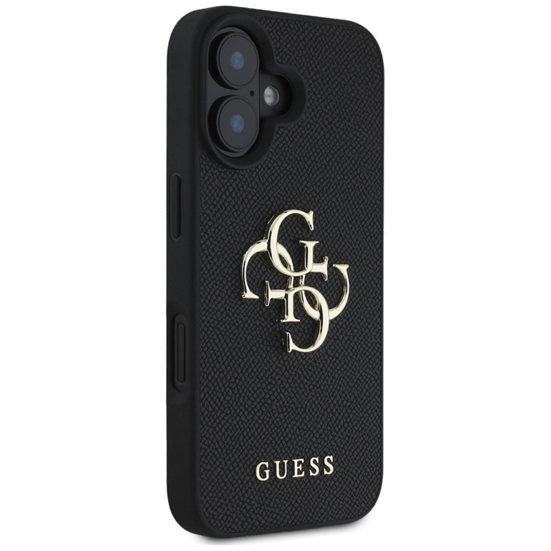 Guess Grained Big 4G Logo Small Classic Logo - Etui do iPhone 16 (czarny)