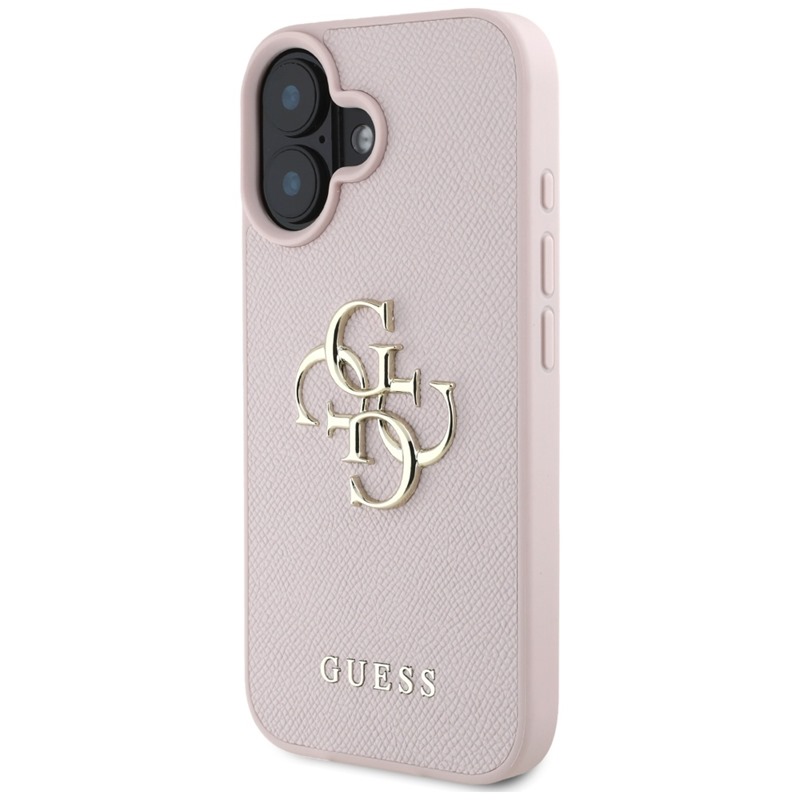 Guess Grained Big 4G Logo Small Classic Logo - Etui do iPhone 16 (różowy)