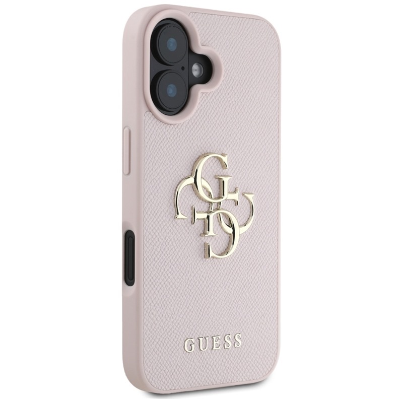 Guess Grained Big 4G Logo Small Classic Logo - Etui do iPhone 16 (różowy)