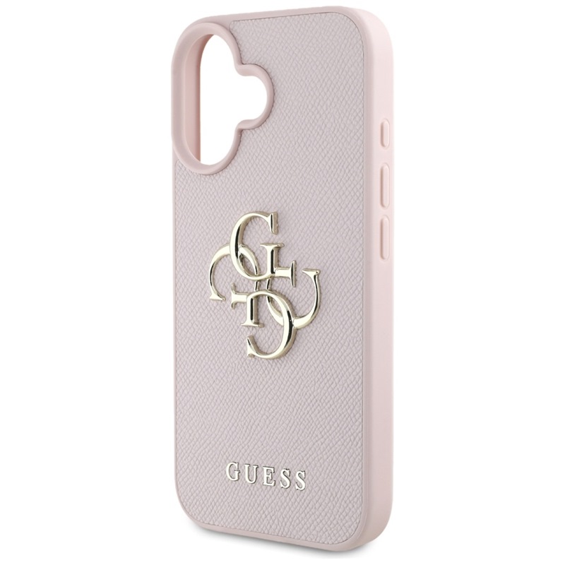 Guess Grained Big 4G Logo Small Classic Logo - Etui do iPhone 16 (różowy)