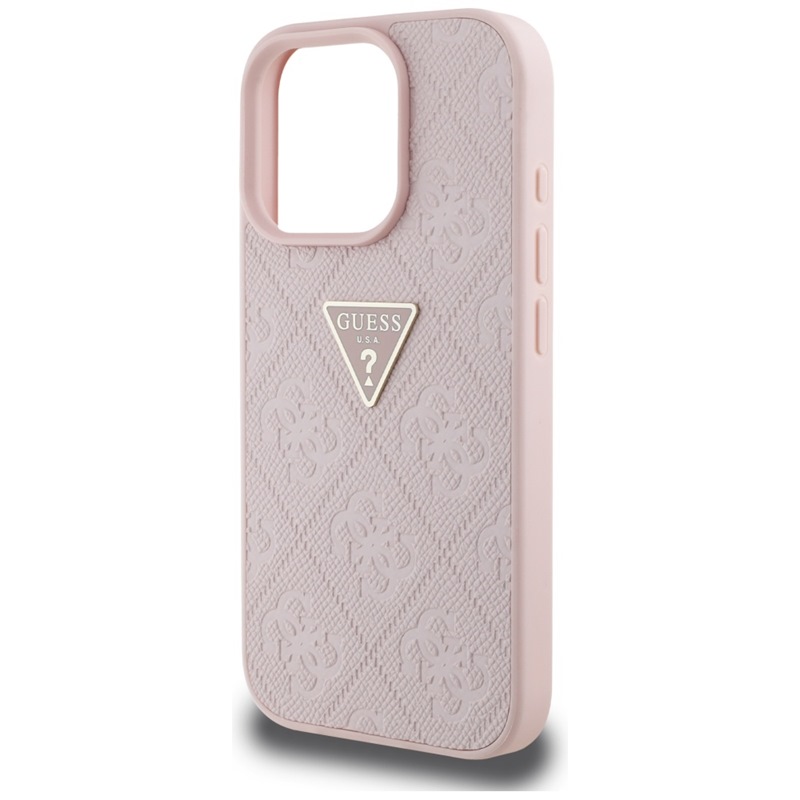 Guess Hot Stamp 4G Pattern Triangle Metal Logo - Etui do iPhone 16 Pro Max (różowy)