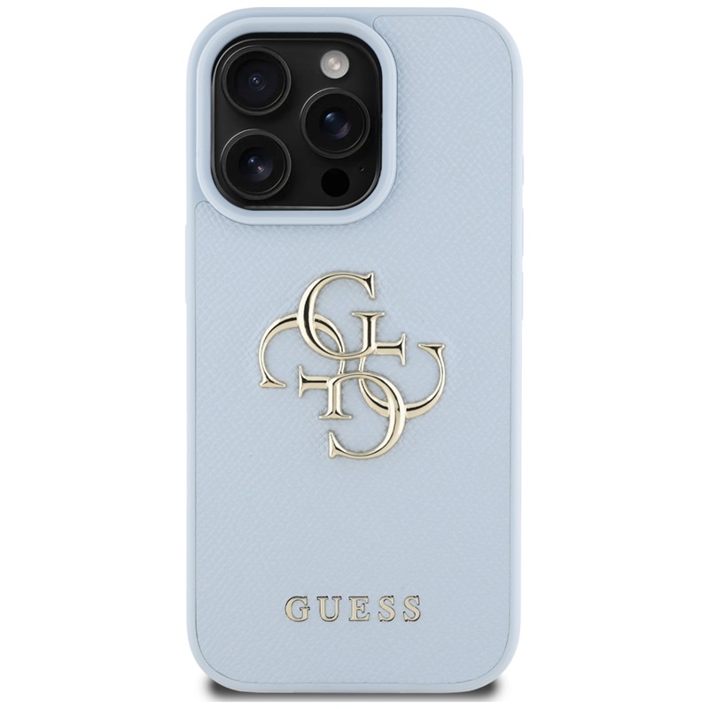 Guess Grained Big 4G Logo Small Classic Logo - Etui do iPhone 16 Pro Max (niebieski)