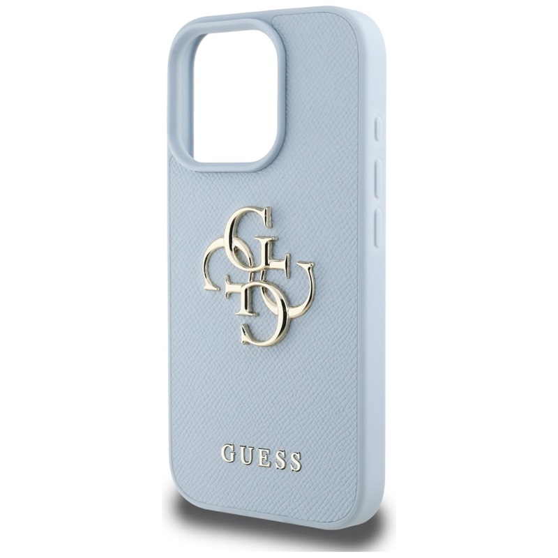 Guess Grained Big 4G Logo Small Classic Logo - Etui do iPhone 16 Pro Max (niebieski)