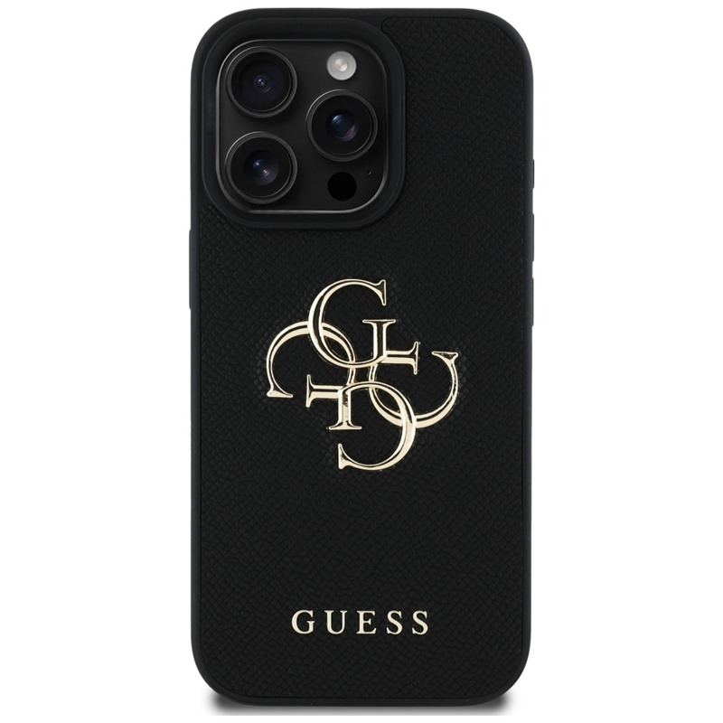 Guess Grained Big 4G Logo Small Classic Logo - Etui do iPhone 16 Pro Max (czarny)