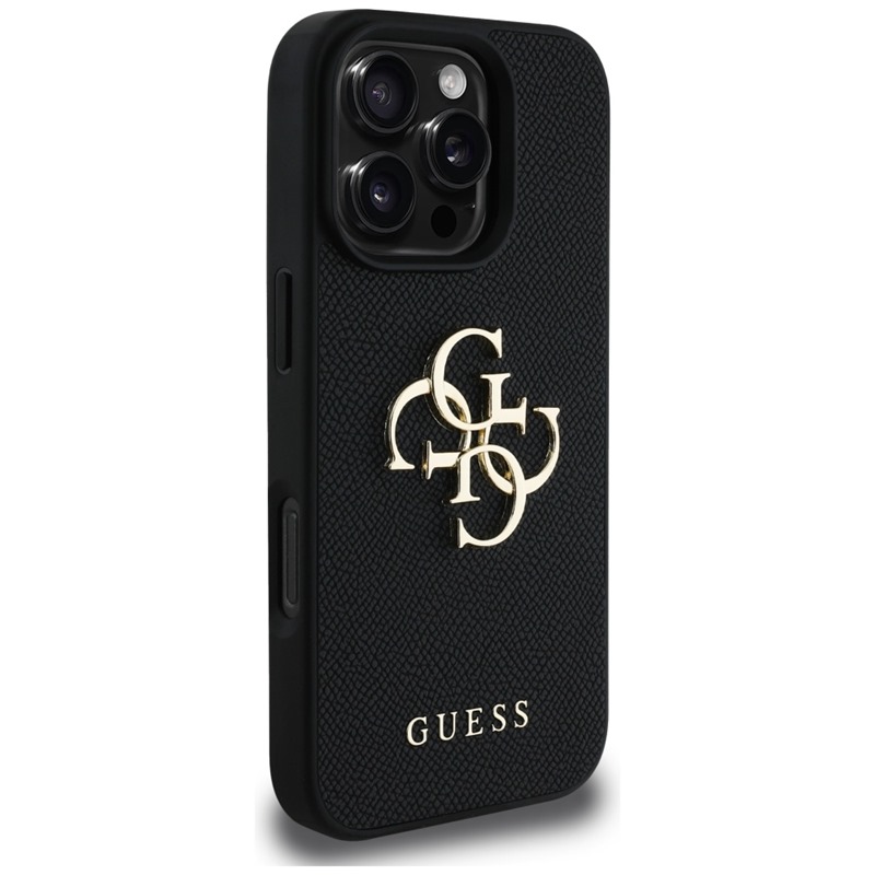 Guess Grained Big 4G Logo Small Classic Logo - Etui do iPhone 16 Pro Max (czarny)