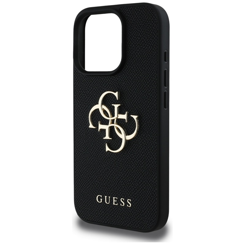 Guess Grained Big 4G Logo Small Classic Logo - Etui do iPhone 16 Pro Max (czarny)