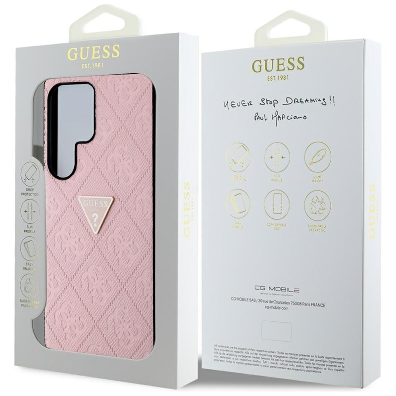 Guess Hot Stamp 4G Pattern Triangle Metal Logo - Etui Samsung Galaxy S25 Ultra (różowy)