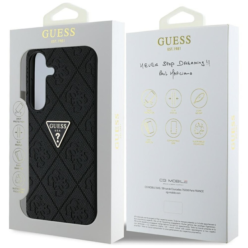 Guess Hot Stamp 4G Pattern Triangle Metal Logo - Etui do Samsung Galaxy S25 (czarny)