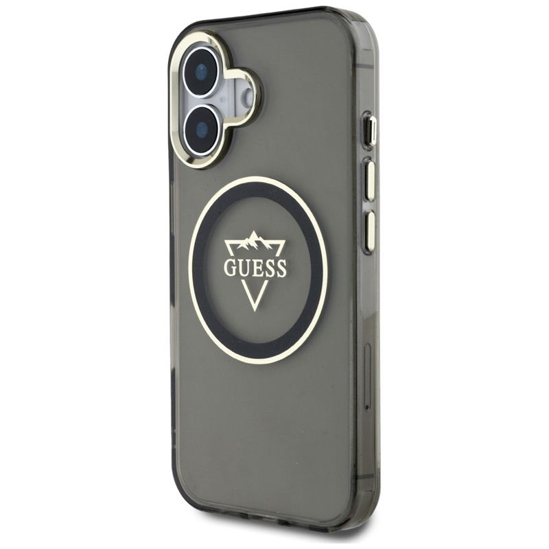 Guess IML Metal Mountain Logo MagSafe - Etui do iPhone 16 (czarny)