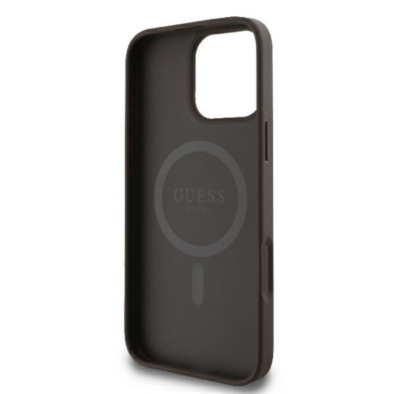 Guess 4G Printed Stripes MagSafe - Etui iPhone 16 Pro (brązowy)