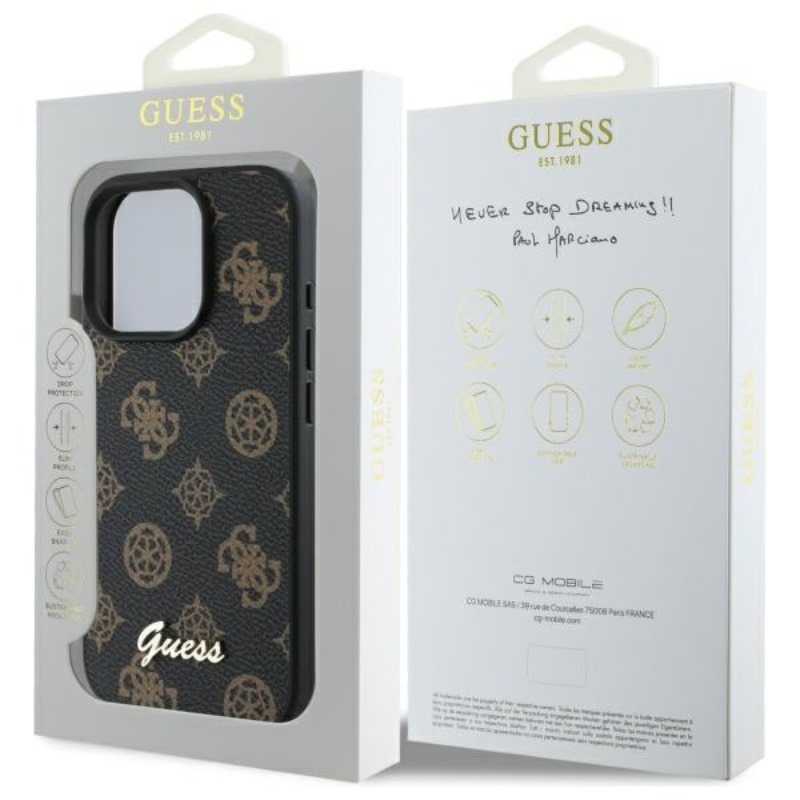 Guess Peony Script MagSafe - Etui iPhone 16 Pro Max (czarny)